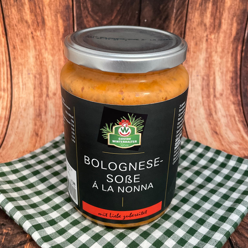 Bolognesesoße á la Nonna im Glas 730g – Metzgerei Gustav Winterhalter Bolognesesoße á la Nonna im Glas 730g – Metzgerei Gustav Winterhalter